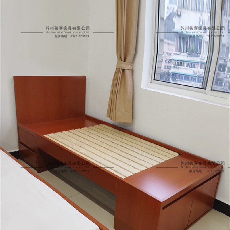 实木单人床双人接待休息室实木床带储物抽屉鞋架床苏州家具厂定制