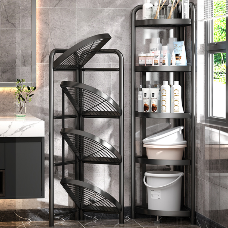 化妆室置物架落地式厕所浴室三角架家用转角洗手间脸盆收纳置物架