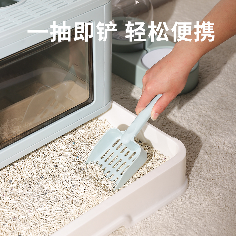 全封闭式猫砂盆超大号隔臭猫咪厕所网红抽屉式猫屎V盆防带砂防外