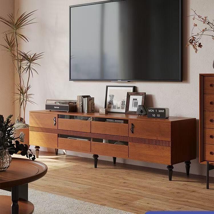 北欧中古电视柜客厅家用法式复古电视柜实木落地卧室地柜美式