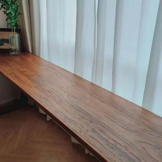 老榆木大板书桌靠窗书房桌复古国风书法桌实木长条学习桌吧台桌