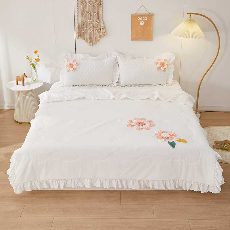 新款纯色床品四件套纯水洗棉小清新被套罩床盖床单床上用品三件套