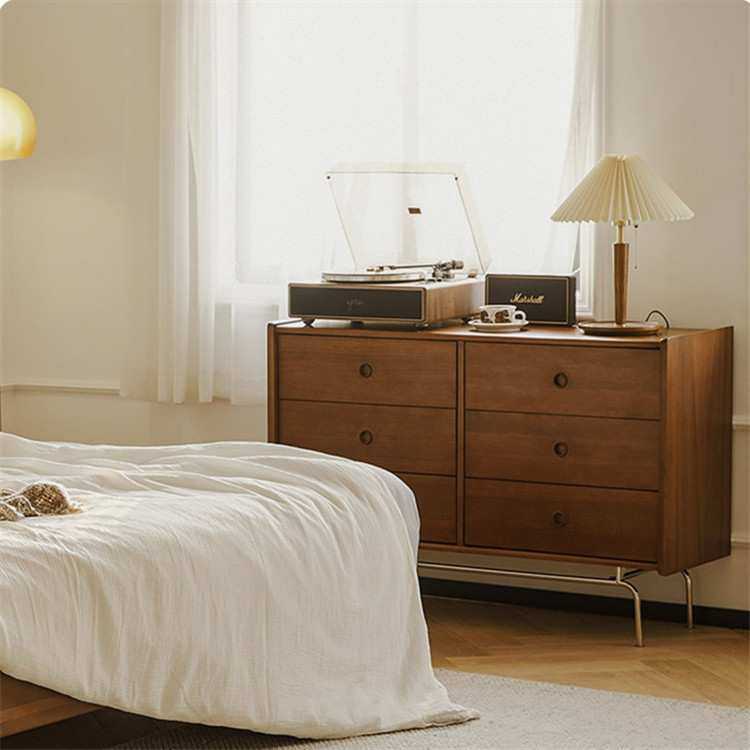 北欧复古实木六斗柜收纳柜日式客厅卧室玄关储物抽屉柜中古风家具