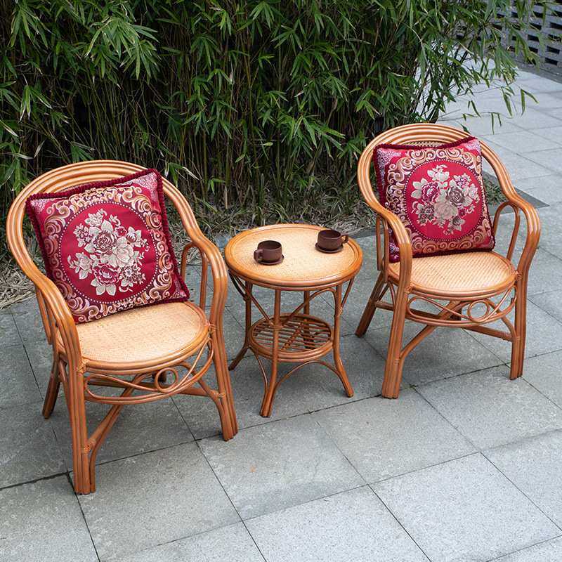 藤椅椅子天然真藤办公椅护腰休闲滕椅单人家用老人高靠背客厅藤椅