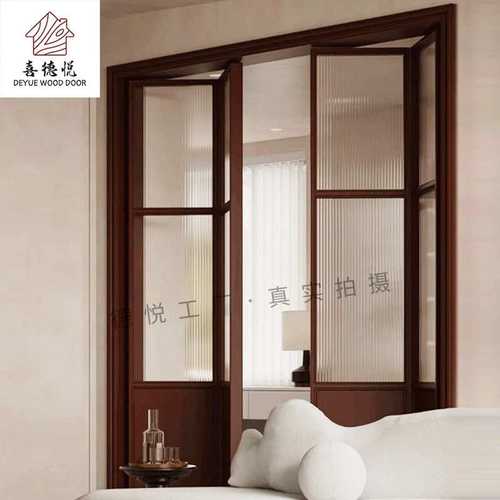 南京厂家生产折叠门书房厨房复古风四扇双开门玻璃折叠门