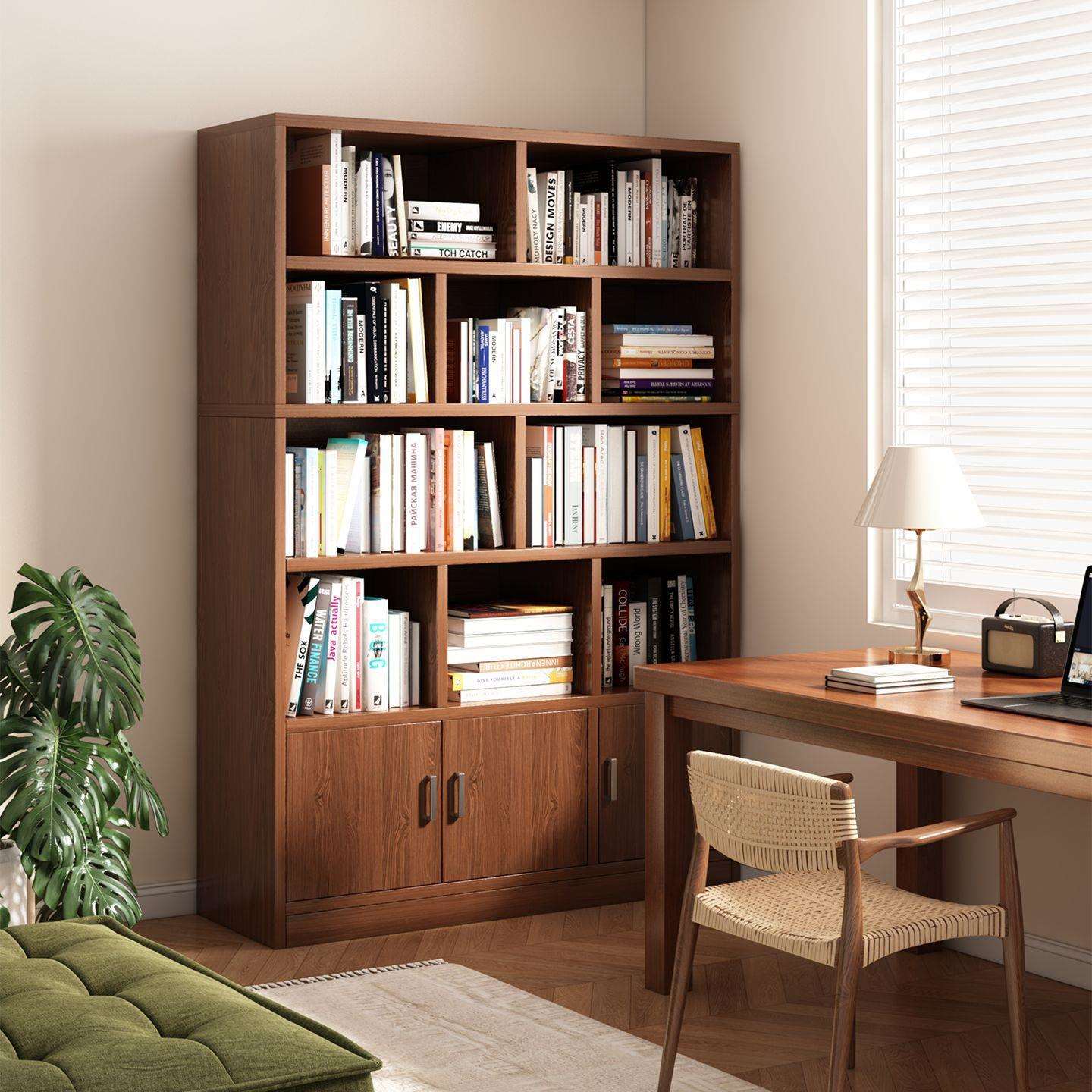 书柜一体靠墙落地书架展示柜客厅现代简约储藏柜多层家用置物架子