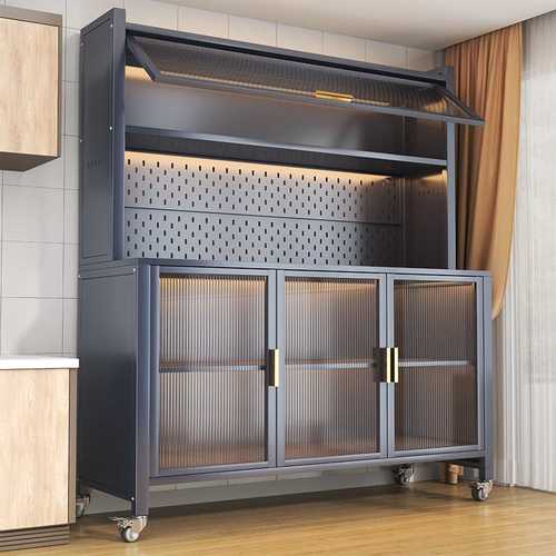 厨房置物架餐边柜储物柜落地防尘微波炉烤箱碗碟多功能收纳柜橱柜