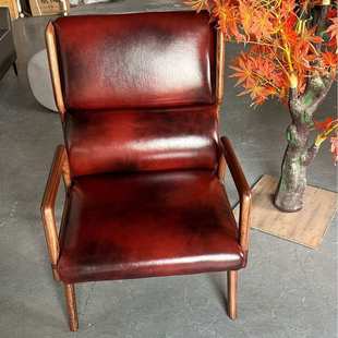 轻奢实木单人沙发椅阳台茶桌椅三件套一桌二椅复古休闲家庭桌椅