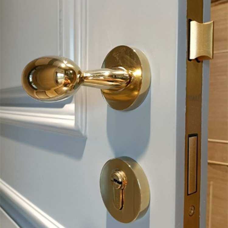 美式仿古铜室内门锁中古风房门锁鸭鹅蛋形把手黄古铜静音磁吸门锁
