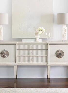 美式实木仿古白色餐边柜简约现代轻奢玄关柜装饰柜复古储物柜入户