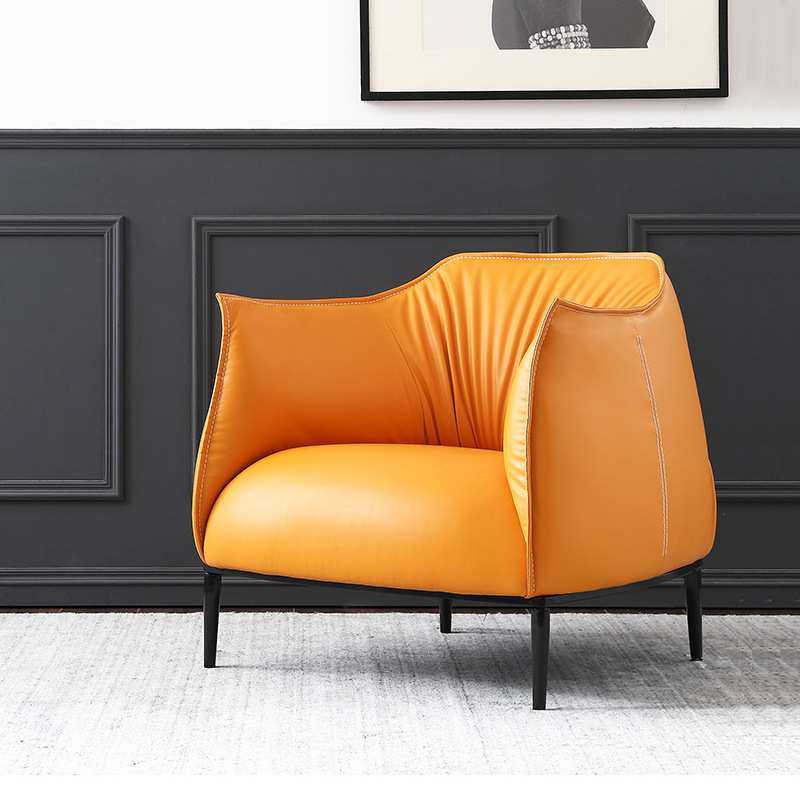 北欧现代办公沙发 简约皮艺沙发组合 设计师客厅单人休闲椅沙发椅