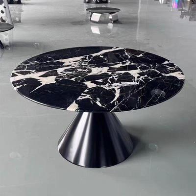 意式极简圆桌设计师家用1.35米铂金钻卡里冰玉天然奢石圆形餐桌