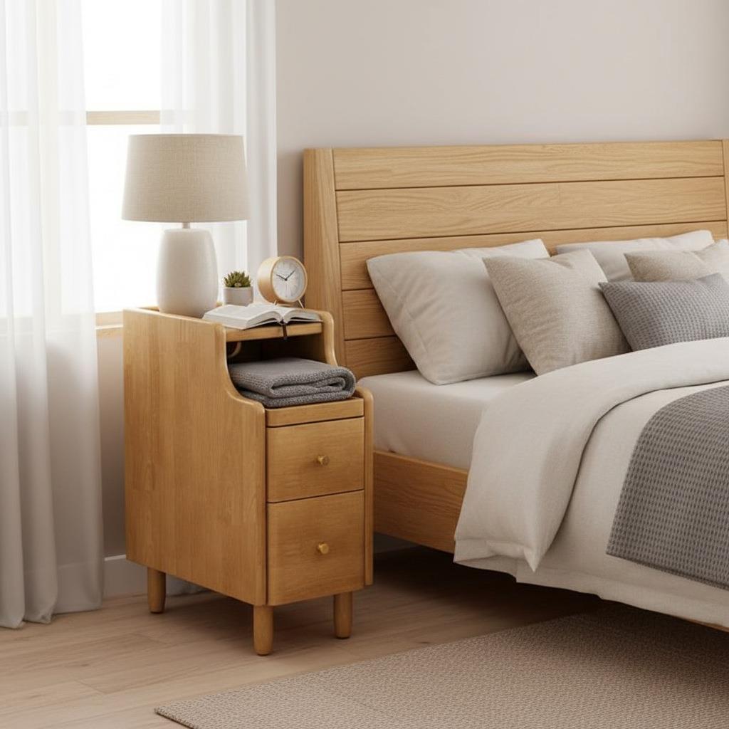 实木床头柜储物柜迷你小型卧室极窄床边柜简约现代夹缝收纳置物架