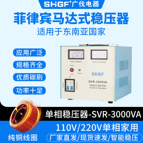 跨境专供菲律宾马达式稳压器3000VA稳压110V/220V大功率出口专用