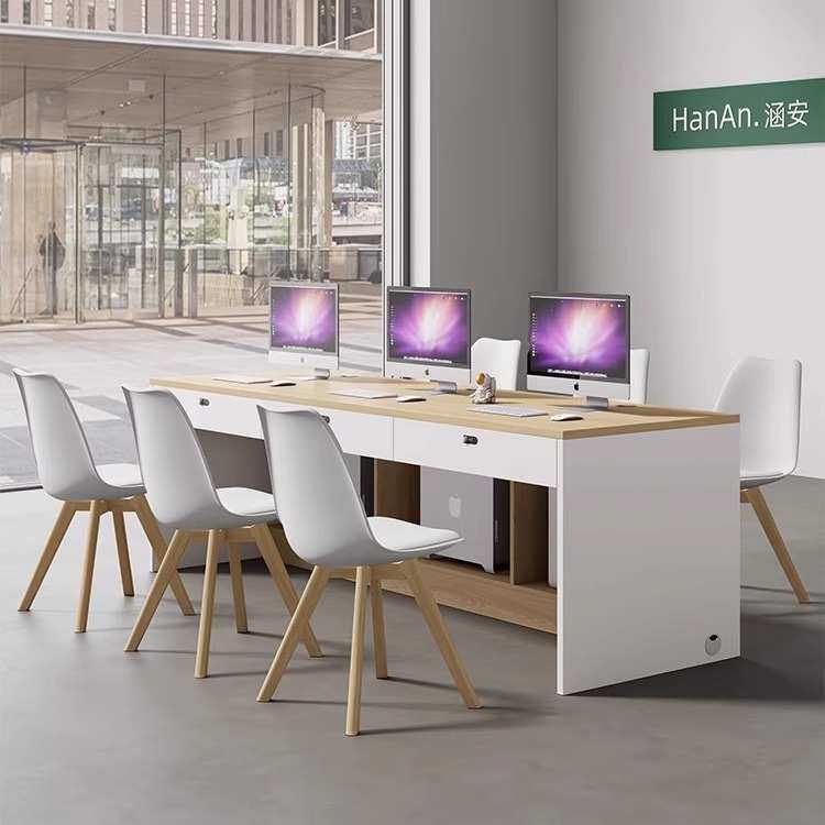 公司前台接待台贝壳链家门店房地产中介电脑办公桌双三人位咨询台