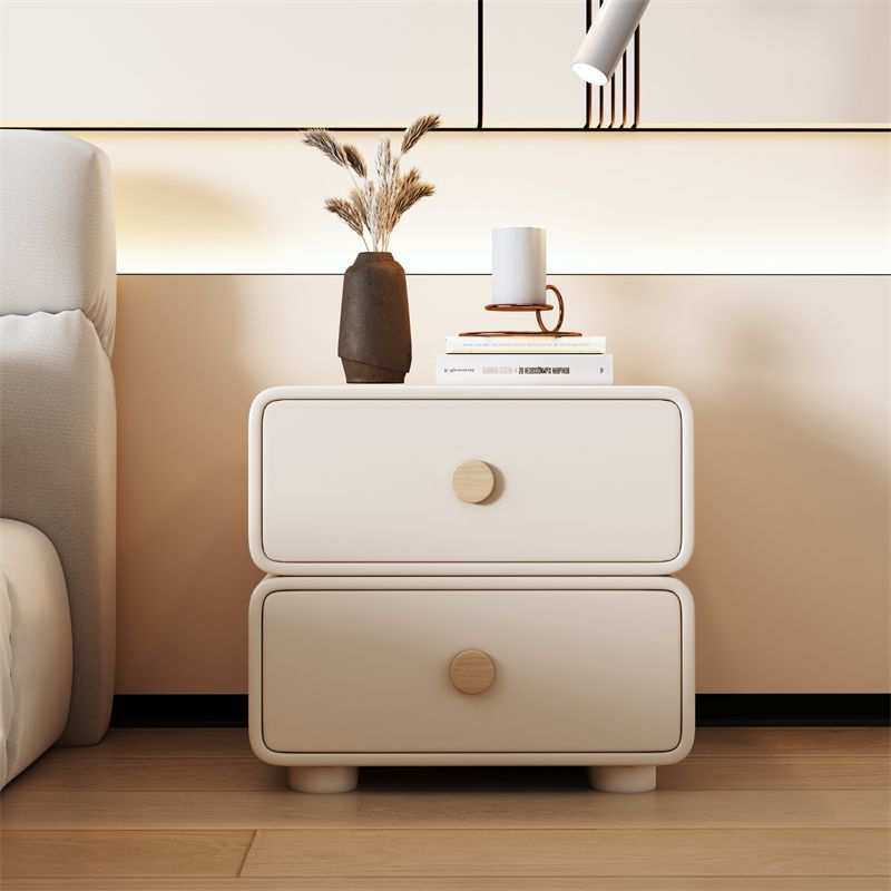 现代简约法式奶油风实木床头柜家用卧室储物柜网红床边柜新品,3C数码配件,USB灯,淘宝优惠券,粉丝福利购,淘宝优惠卷