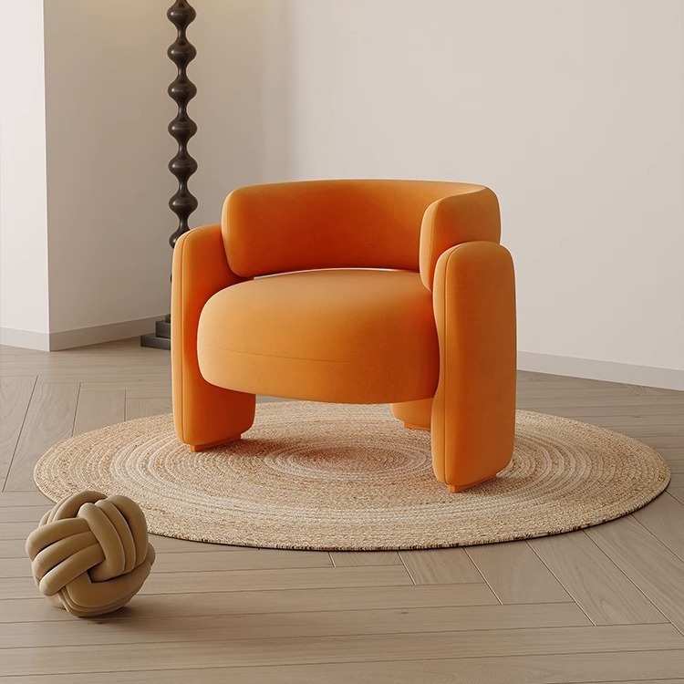 网红简约单人沙发椅休息区接待会客商务洽谈桌椅组合单人休闲沙发