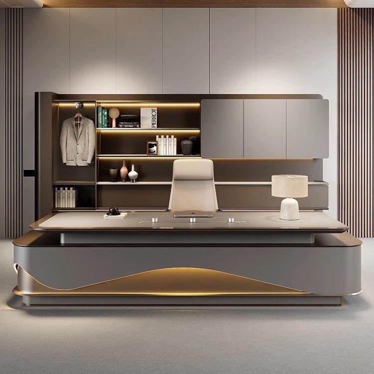 总裁桌高级老板桌大班台现代简约总经理办公室老板台带柜大班台