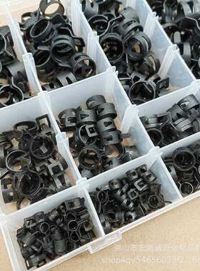 345pcs黑色达克罗喉箍65锰钢带式弹性卡抱箍油管夹汽车水管夹捏环