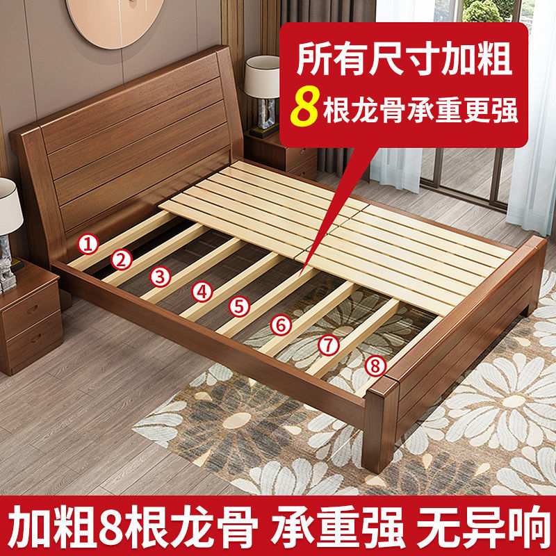 实木床1.8米现代简约家用主卧双人床1.5米经济型单人简易出租房床