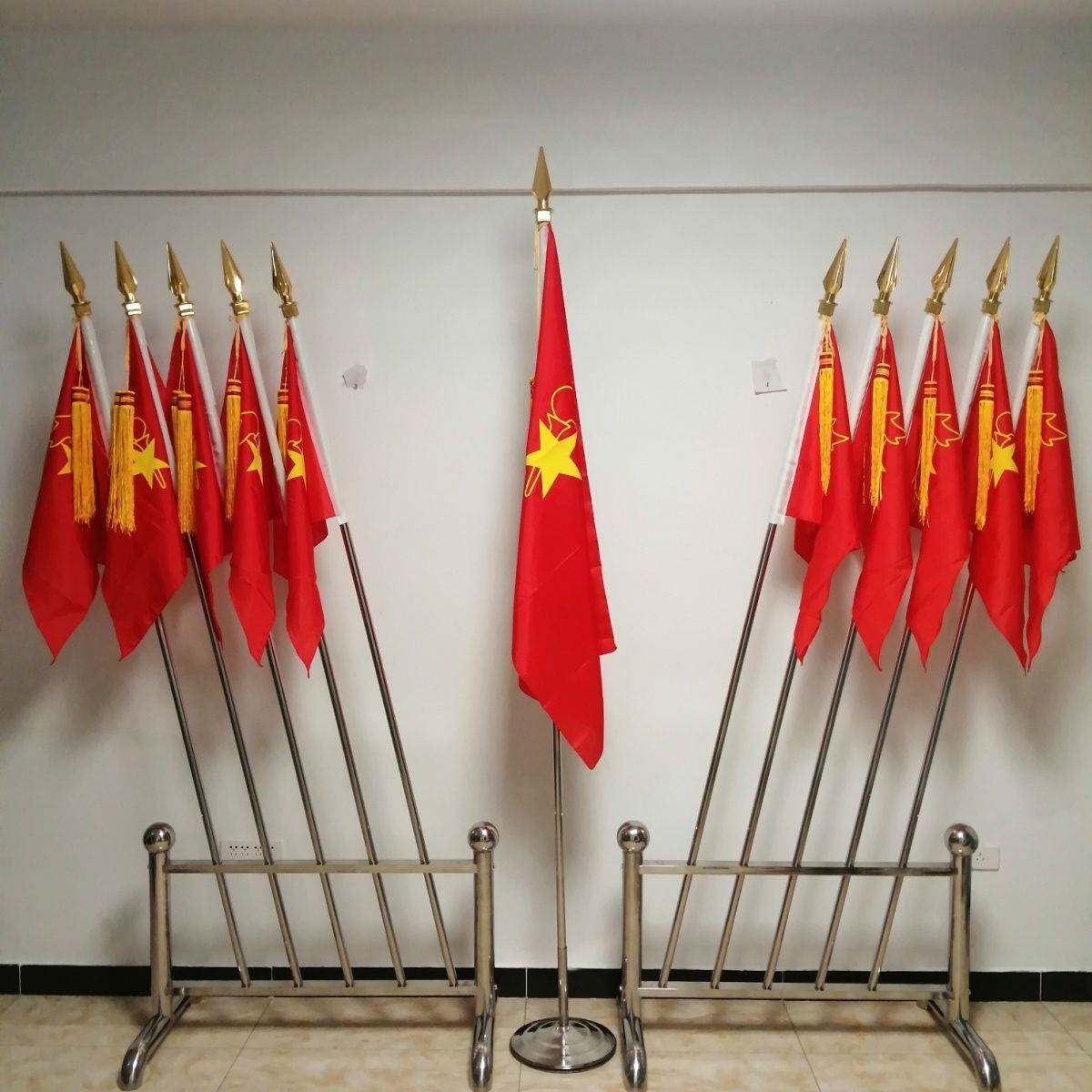 礼堂少先队旗架会议室红旗背景旗杆旗帜底座不锈钢插架旗子放置架