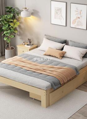 #实木双人单人榻米儿童床床出租房简易床加固经济现代榻型主DIS卧