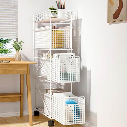 带轮置物架缝隙17019982厅房书客架夹儿童缝书可移动铁艺简易书柜