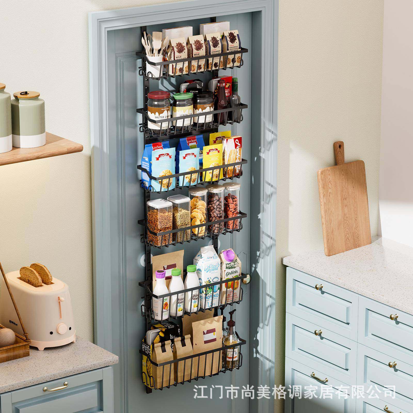 可调门后挂篮置物架多免打孔RMT收纳后篮浴室厨房门杂物储物层节,收纳整理,书桌收纳置物架,淘宝优惠券,粉丝福利购,淘宝优惠卷