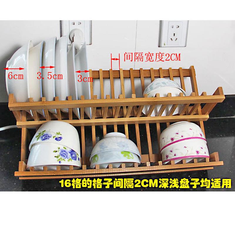 晾碗架沥水架质TM201782木具厨房家用餐筷双层小型简易可折叠碗碗