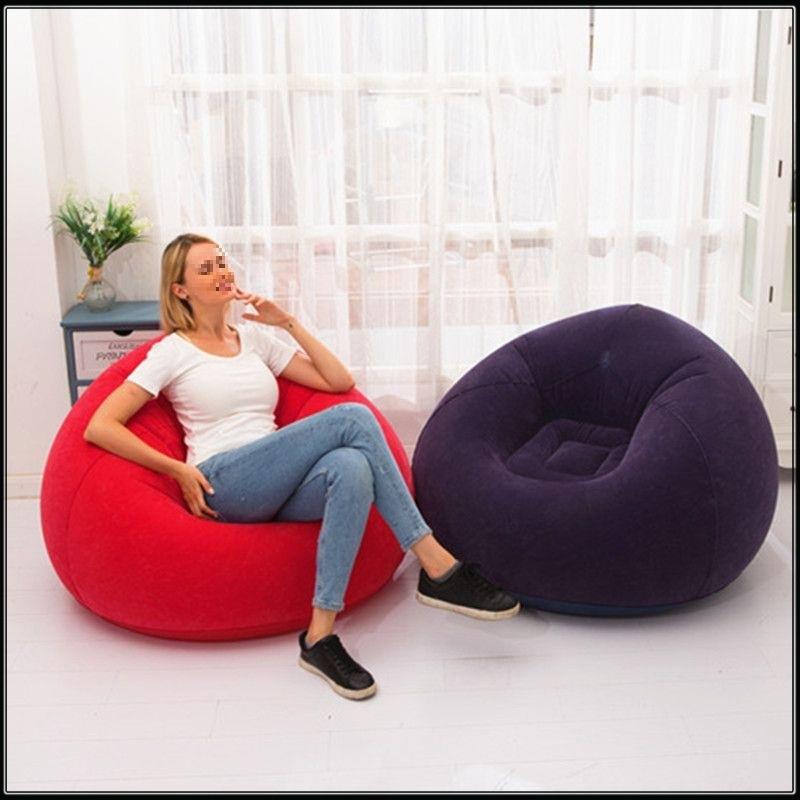 BQL新款充气形球沙发pvc植绒懒人沙发折叠背收纳单可人充气靠沙发
