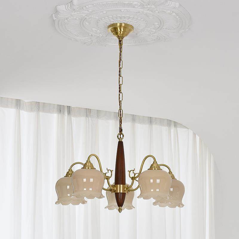 轻奶奢木法式油铜风铃兰花朵实吊灯美式203复古客厅卧室餐厅全灯,家装灯饰光源,智能吊灯,淘宝优惠券,粉丝福利购,淘宝优惠卷