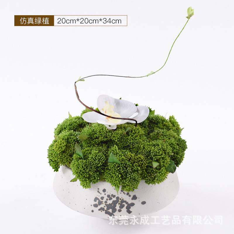 仿真花假花客厅餐厅桌面书房花艺喜庆装饰摆件新中式茶几白色盆栽