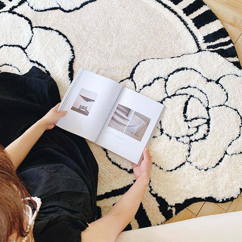 法式客山垫茶花植绒机地毯簇绒厅耐脏可洗卧室df240419梳妆台脚衣