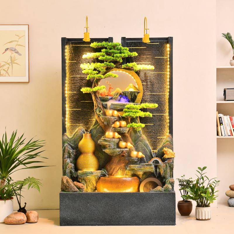 型水幕墙流水屏风办公室玄EAZ装墅饰别户外庭院关假山喷泉大造景