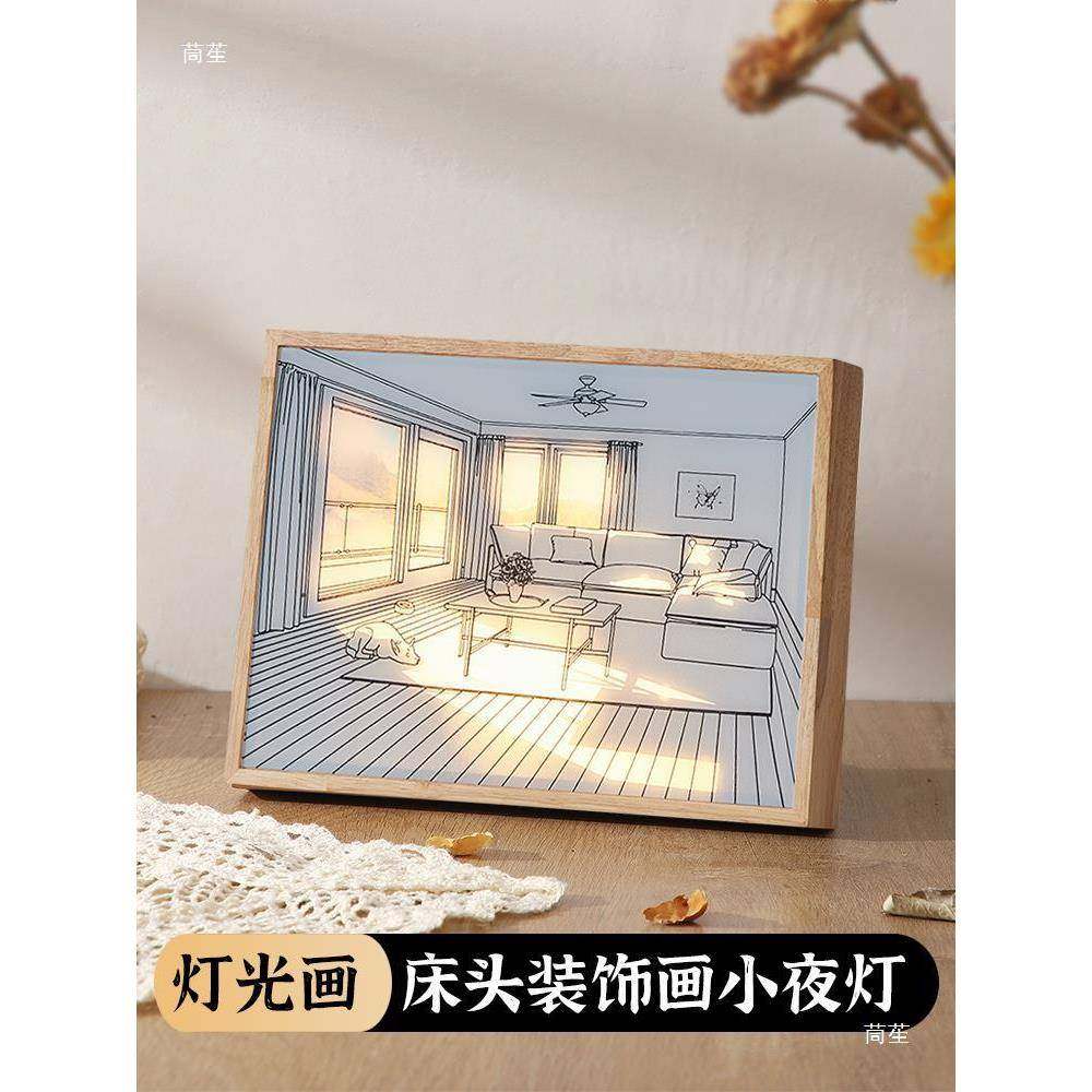灯家光模板画居图片灵魂装饰画灯摆台小摆件梦送礼画812灯材料房