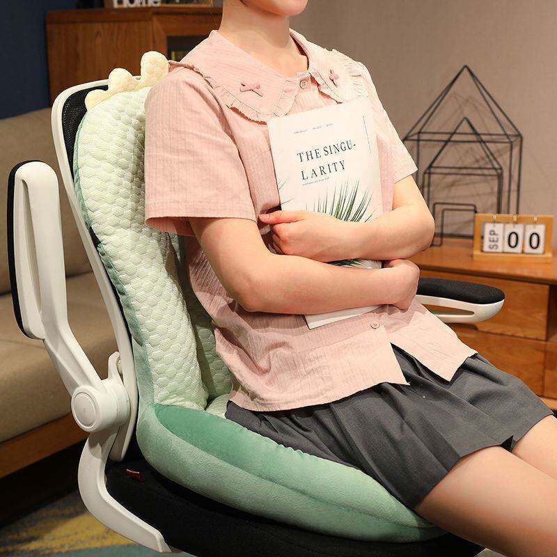 夏季冰丝坐垫屁垫椅子靠背靠垫一体办公室久坐透气座椅学生垫子