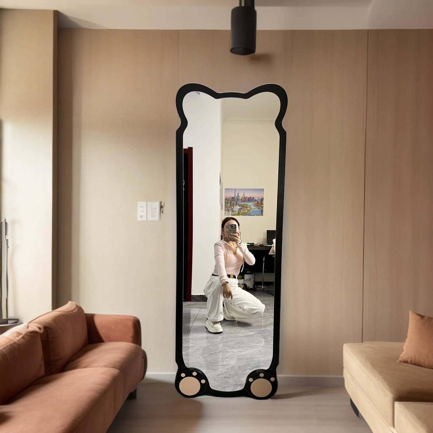 可爱高清全身镜不变形穿衣镜落地式试衣镜家用全身镜子出租屋镜子