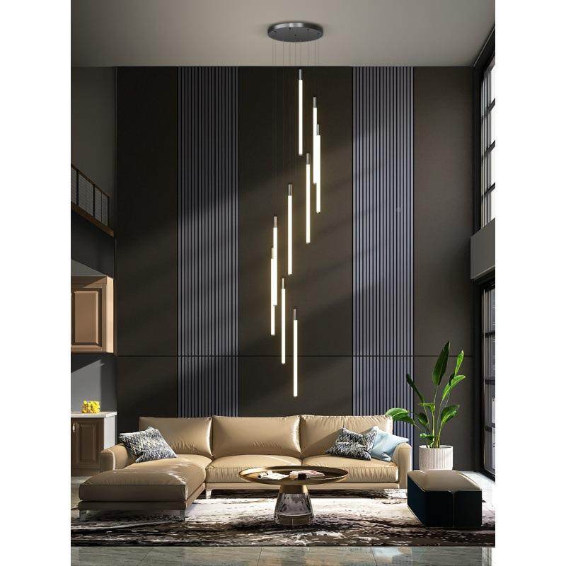 楼梯吊现代简约中大气家用复式楼748客loft厅极灯简公寓别墅旋转