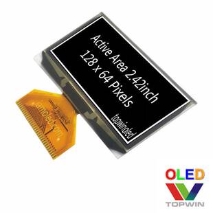 2.42英寸白光oled液晶显示屏2864asgpg14焊接拓微工控仪表耐低温