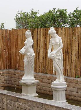 财富女神XHV物欧式人玻璃钢雕塑别墅花池园景观鱼装饰品水喷流泉