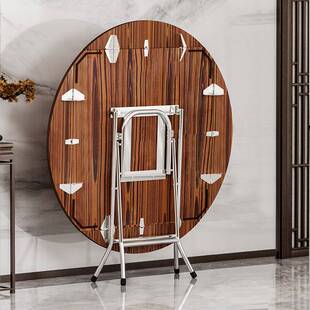 餐桌农村10人吃饭圆桌靠边站方桌商用折叠新品折叠桌子家用小户型