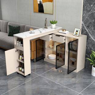 岩吧桌台客家用厅酒柜板吧台一体桌可折叠厨房吧台开放式 884置