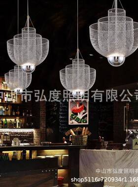 现代奢电镀网格后艺术餐厅吊47170样轻板房酒店客厅复式灯楼梯工