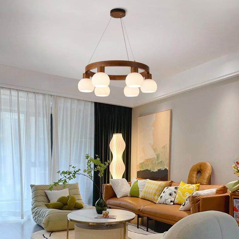 新中式吊灯客厅主灯简约现代复古桃色胡实环691木圆大厅灯餐日式,家装灯饰光源,智能吊灯,淘宝优惠券,粉丝福利购,淘宝优惠卷