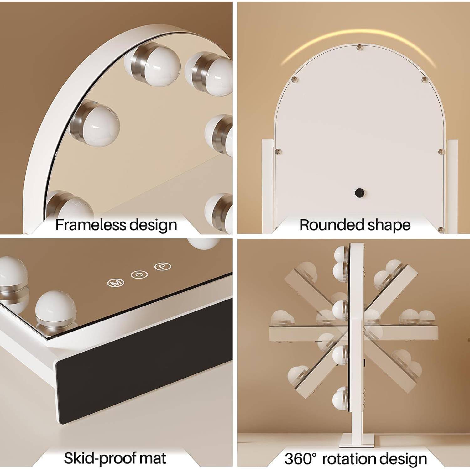 694马逊灯泡镜好莱坞化妆妆镜亚色led三化镜台式补妆镜桌面梳妆台