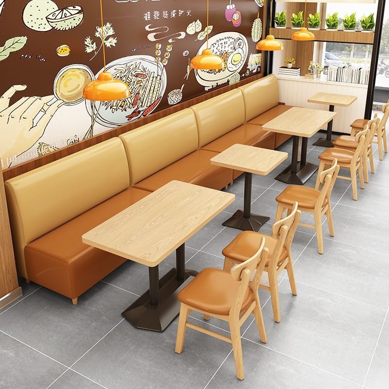 港式桌椅沙发主题餐厅靠墙卡座桌椅组合饭店实木桌子椅子