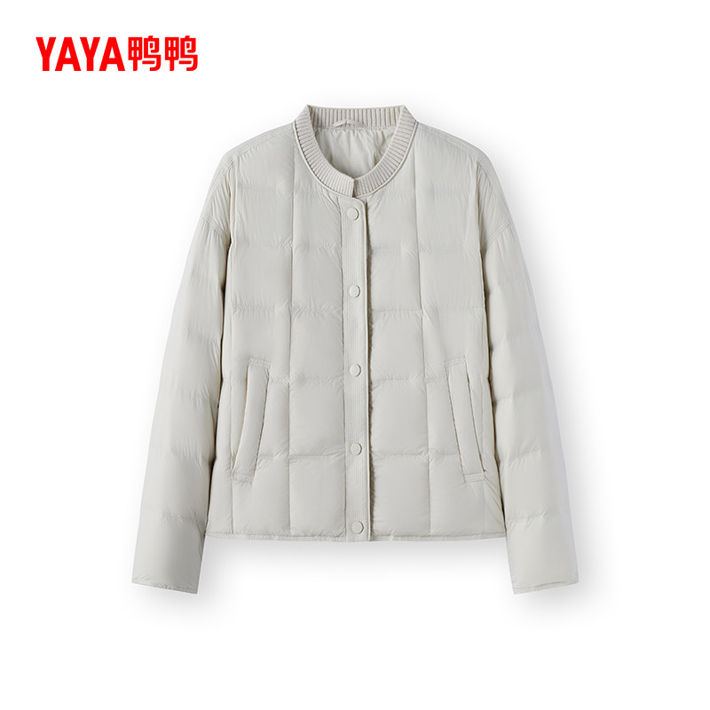 鸭鸭90绒新款时尚休闲百搭圆领保暖短款轻薄羽绒服女士秋冬外套