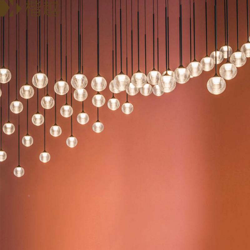 后现代沙盘楼意梯吊灯1现代简约别餐墅挑复高客厅灯具创厅床头式