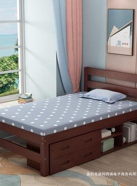 实木床架现代简约1.2米单人家用.儿15高脚mMCT床1童.8双人收纳储
