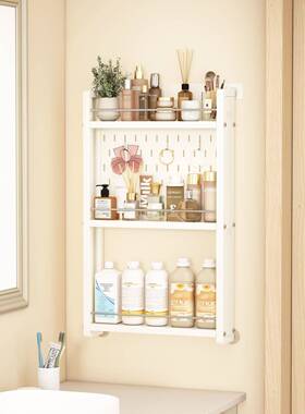 制卫生间门钢后置物多层洞洞架缝板浴室65465夹粘贴式门后缝隙窄